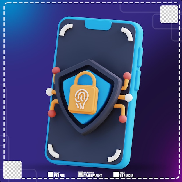 PSD 3d illustration of mobile security 2