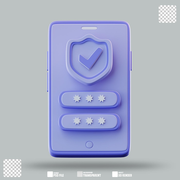 PSD 3d illustration mobile security 2