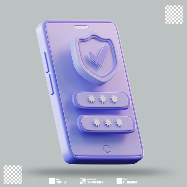 PSD 3d illustration mobile security 3