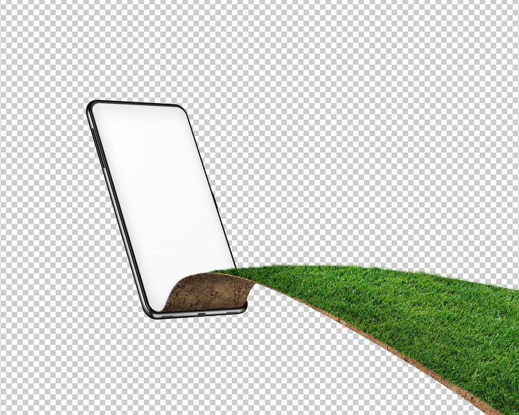 잔디 필드 격리 된 농업 창조적 인 개념으로 모바일의 3d 그림
