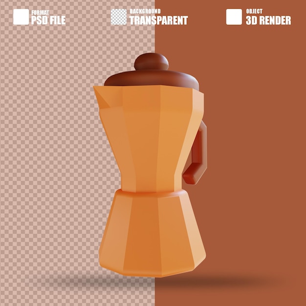 PSD 3d illustration moca pot coffee