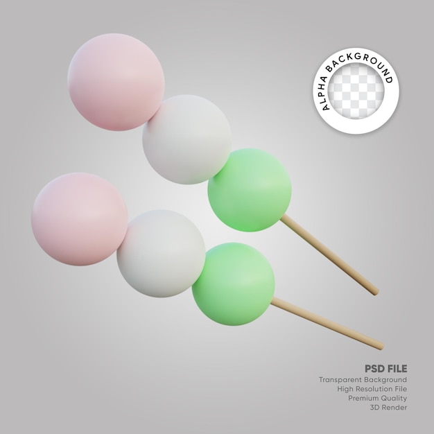 PSD 3d illustration mochi dango