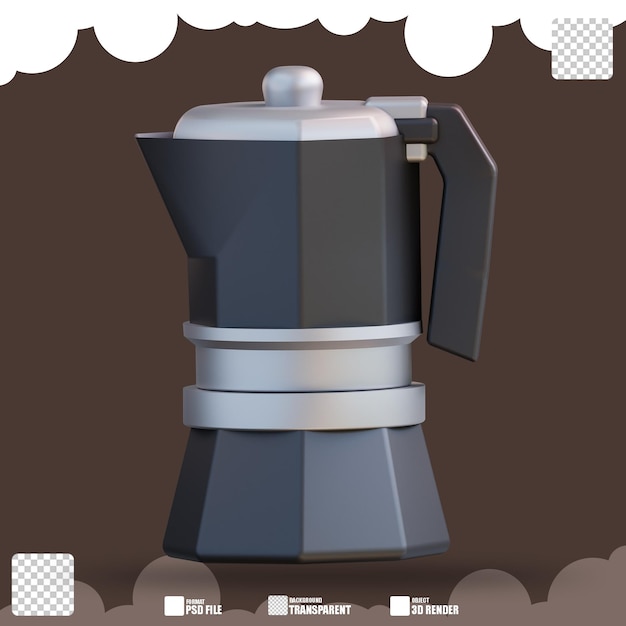 PSD 3d illustration moka pot 3