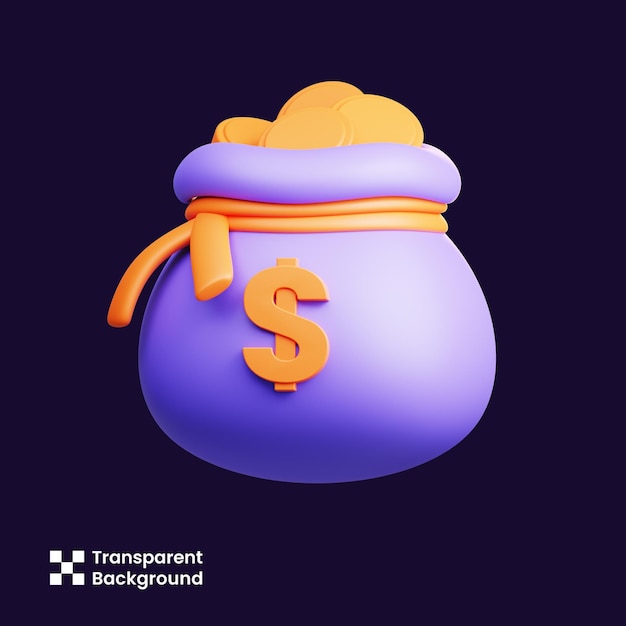 PSD 3d illustration of money bag