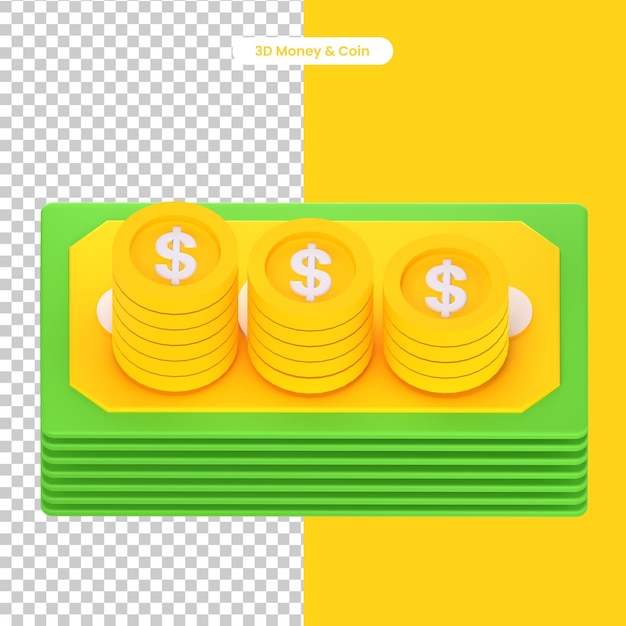 3d illustration money and coin object