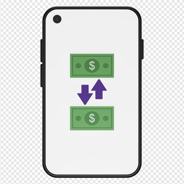 PSD 3d illustration of money transfer in smartphone icon psd