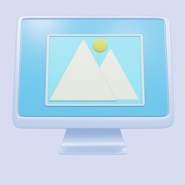 3d illustration of monitor with image lcd display