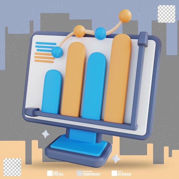 PSD grafico di monitoraggio dell'illustrazione 3d 3