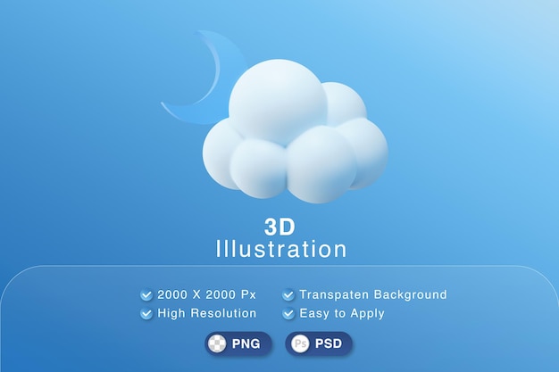 3d иллюстрация прогноз погоды луны и белого облака