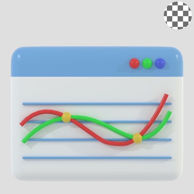 3D Illustration of Moving Average Line Chart for Market Analysis