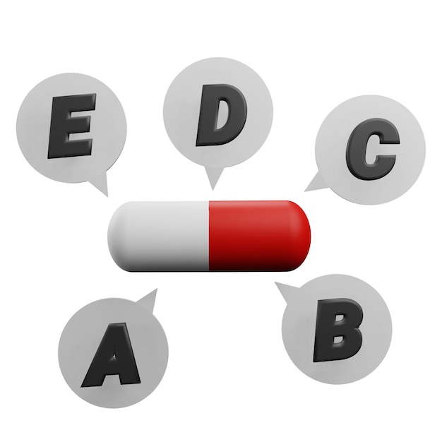 PSD illustrazione 3d di multivitaminici