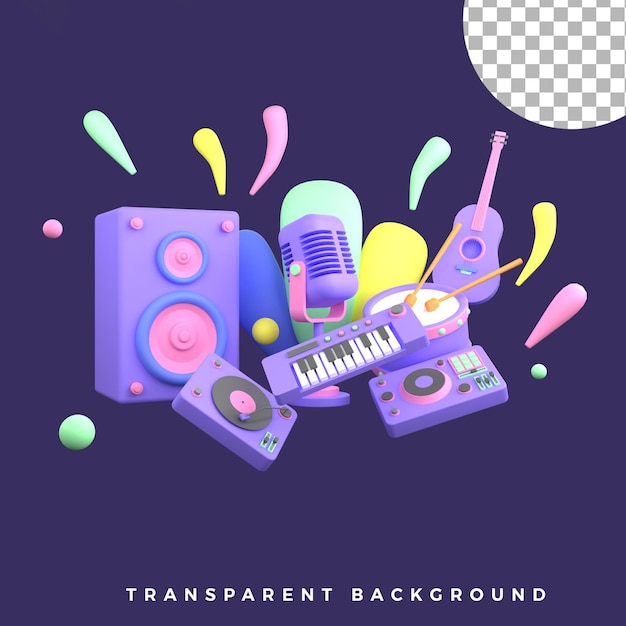 PSD 3d illustration music instrument isolated