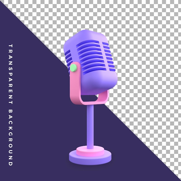 3d illustration music instrument microphone isolated