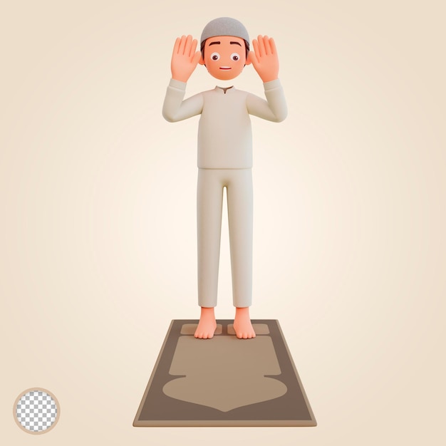 PSD 3d illustration muslim boy praying