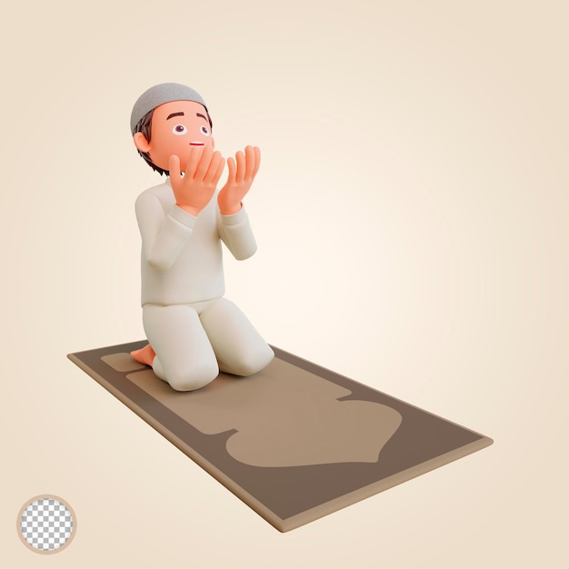 PSD 3d illustration muslim boy praying