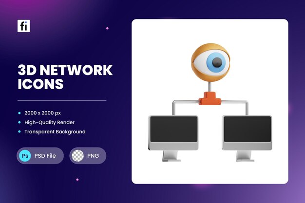 PSD 3d illustration network monitoring