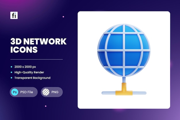 PSD 3d illustration network protocol