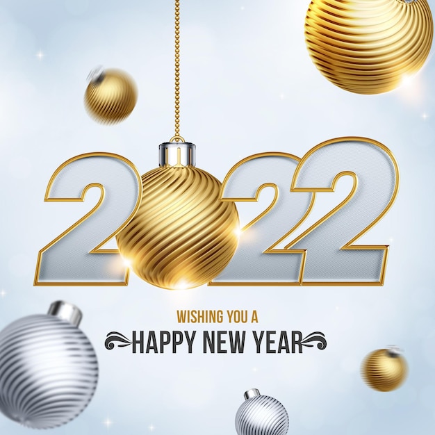 PSD 3d illustration of new year with christmas balls