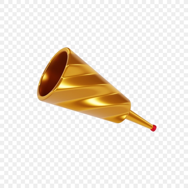 PSD 3d illustration new year yellow trumpet