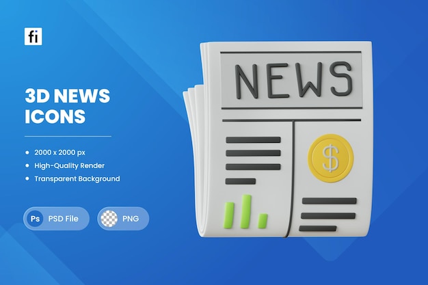 PSD 3d illustration news finance financial