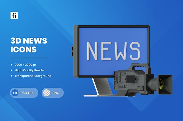 PSD 3d illustration news production television camera