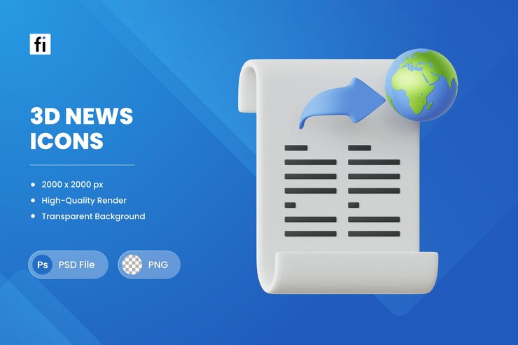 PSD 3d illustration news publishing