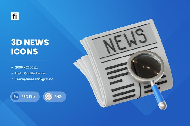 PSD 3d illustration news research newspaper