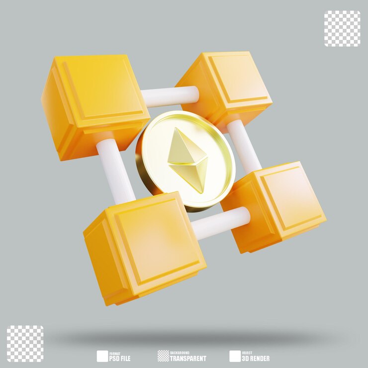 PSD 3d illustration nft chain 2