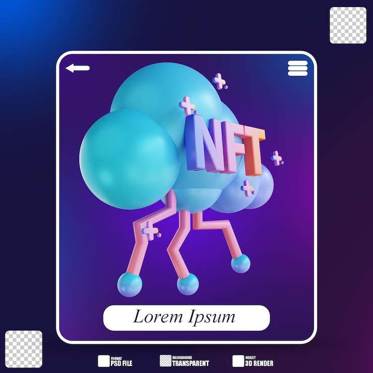 PSD 3d illustration nft cloud 2