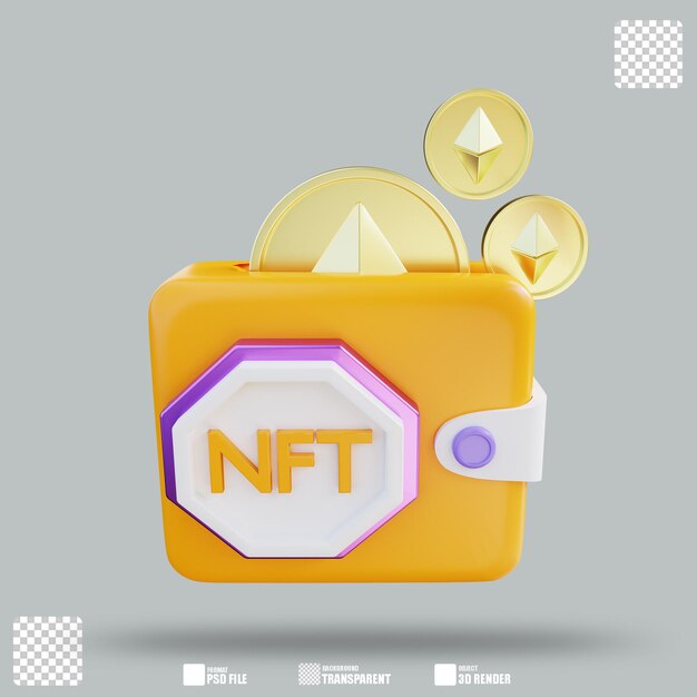 PSD 3d-иллюстрация цифровой кошелек nft 2