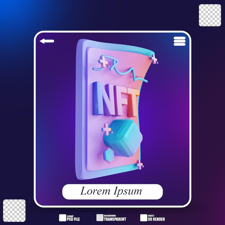 PSD 3d illustration nft document 2