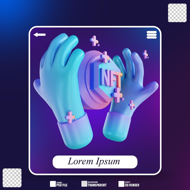 PSD 3d illustration nft hand colorful 2