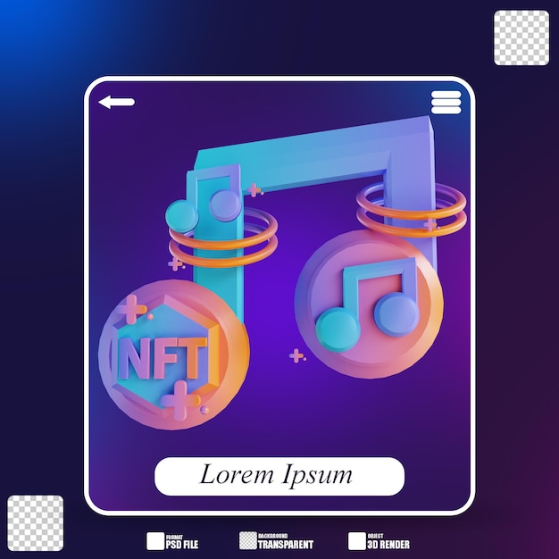 PSD 3d illustration nft music 2