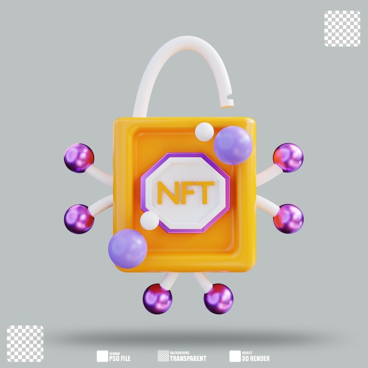 PSD 3d illustration nft protection 3