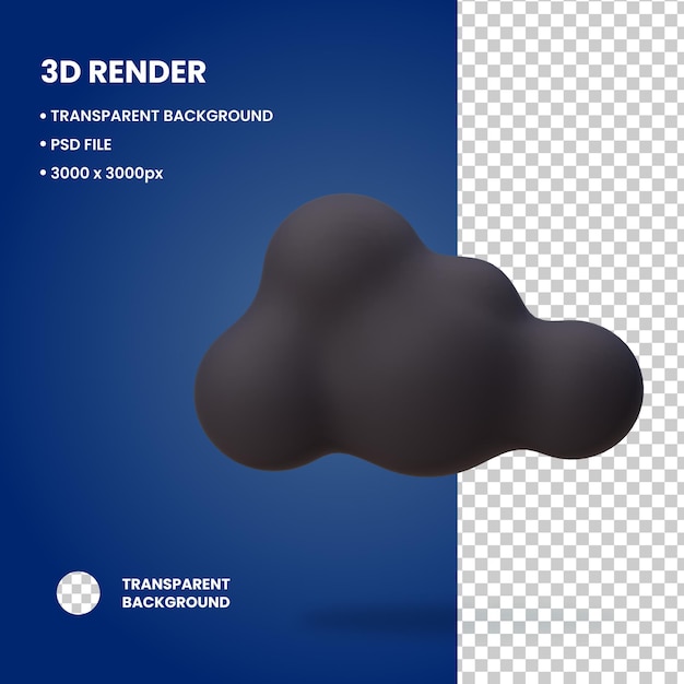 PSD 3d illustration night clouds object