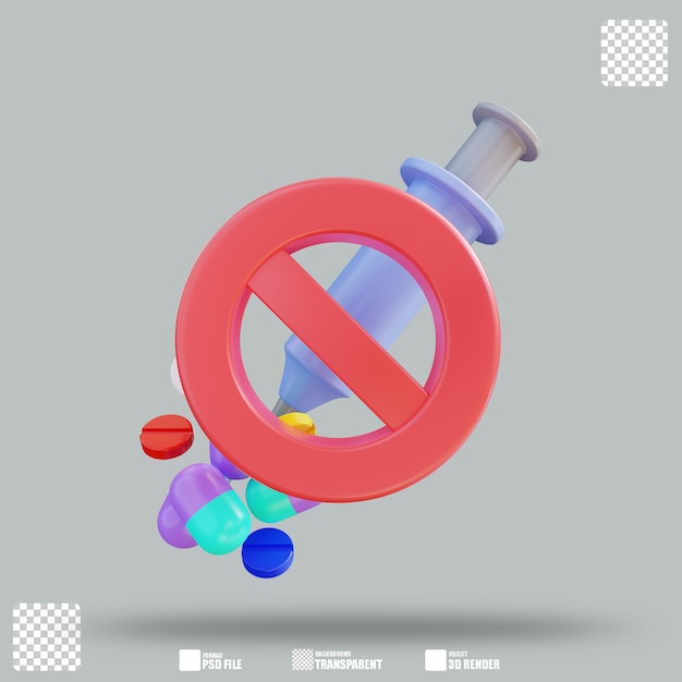 3d illustration no drugs 2