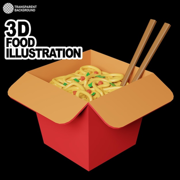 3d illustrazione della scatola di noodle