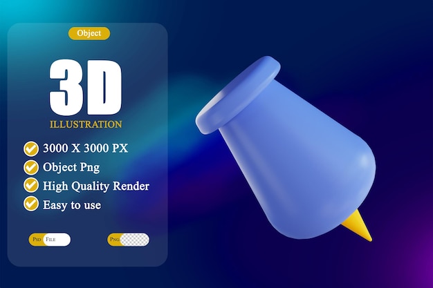 3D иллюстрация зажим для булавки 2