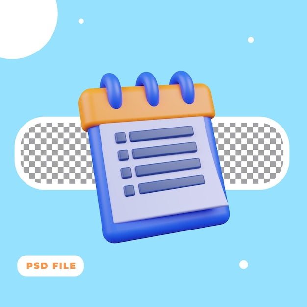 3d illustration of notepad icon