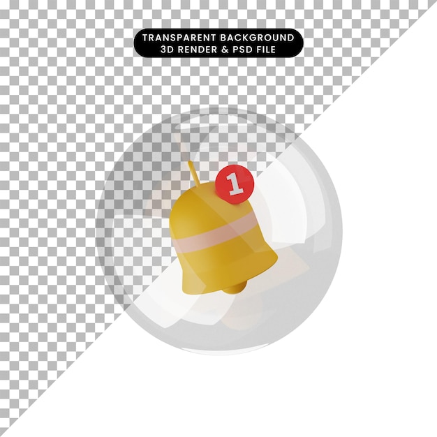 3d illustration of notification bell inside bubble