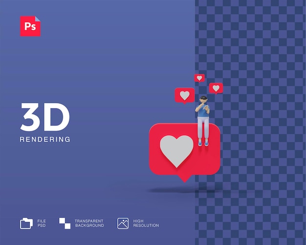 PSD notifica illustrazione 3d