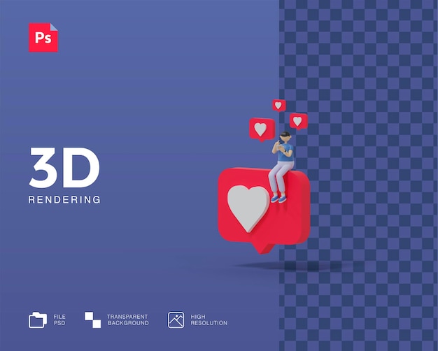 PSD 3d illustration notification