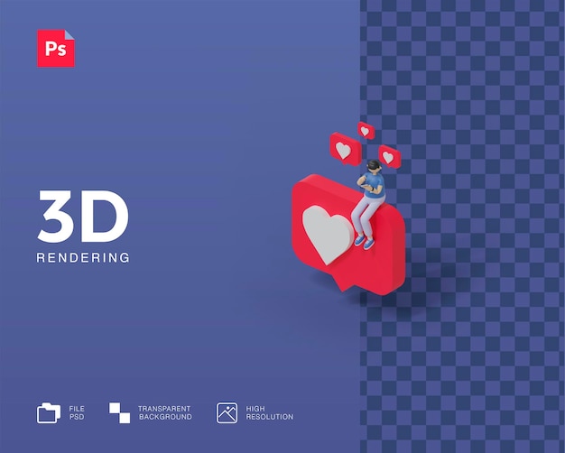 PSD notifica illustrazione 3d