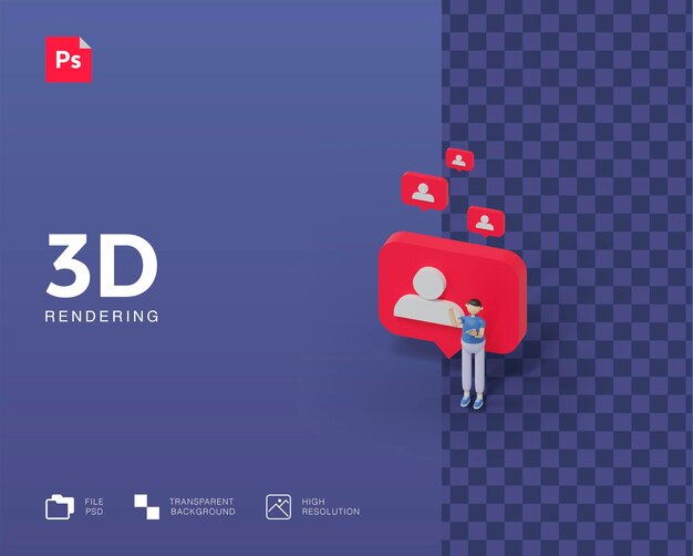 3d illustration notification