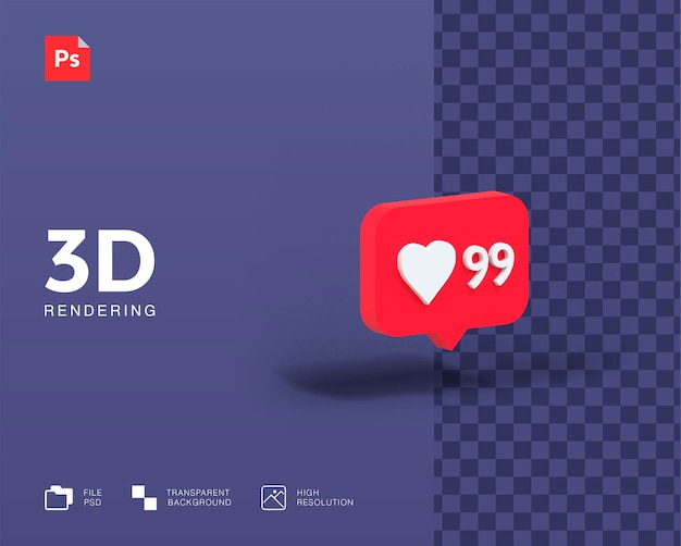 PSD 3d illustration notification