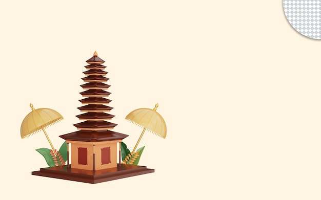 Illustrazione 3d del giorno del silenzio di nyepi bali