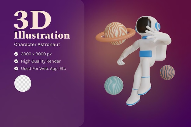 3d illustration object character astronaut