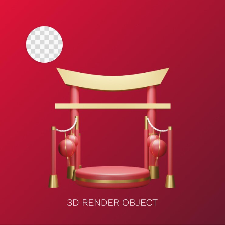 PSD 3d illustration object chinese new year and podium can be used for web, app, info graphic, etc