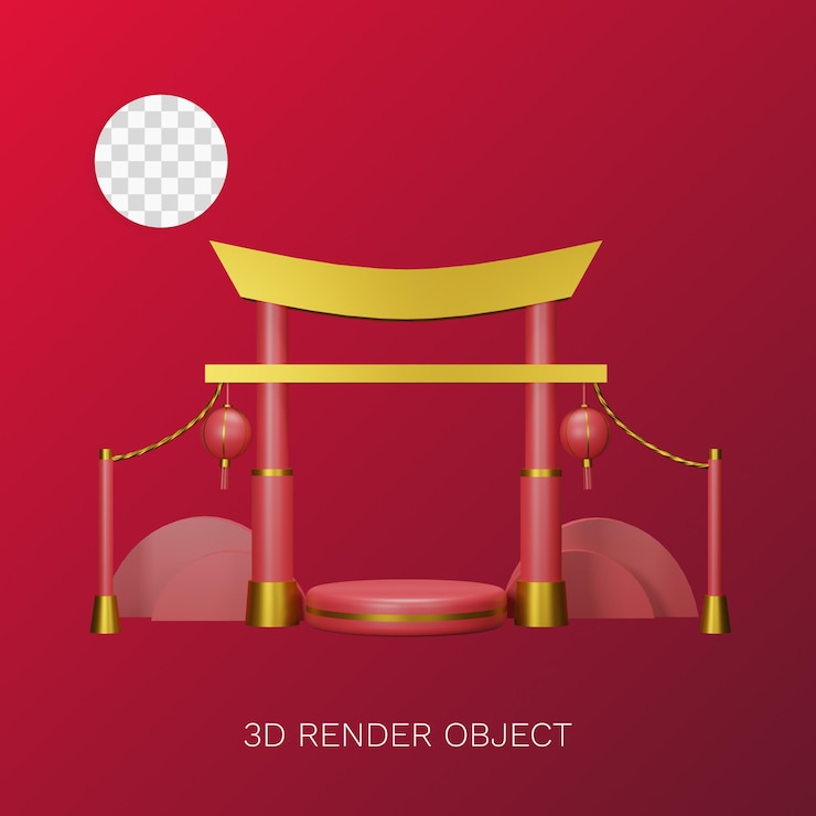 PSD 3d illustration object chinese new year and podium can be used for web, app, info graphic, etc