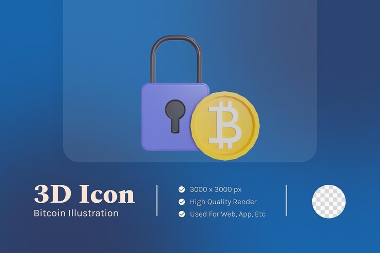 PSD 3d illustration object icon bit coin